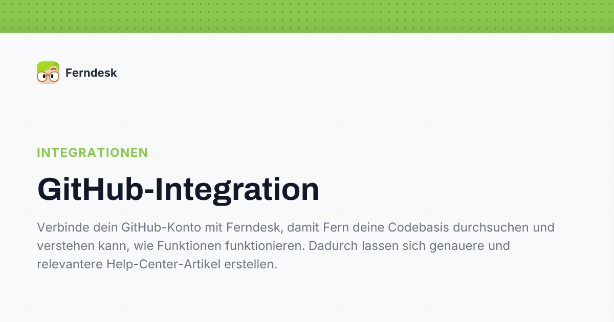 GitHub-Integration | Help Center - Ferndesk