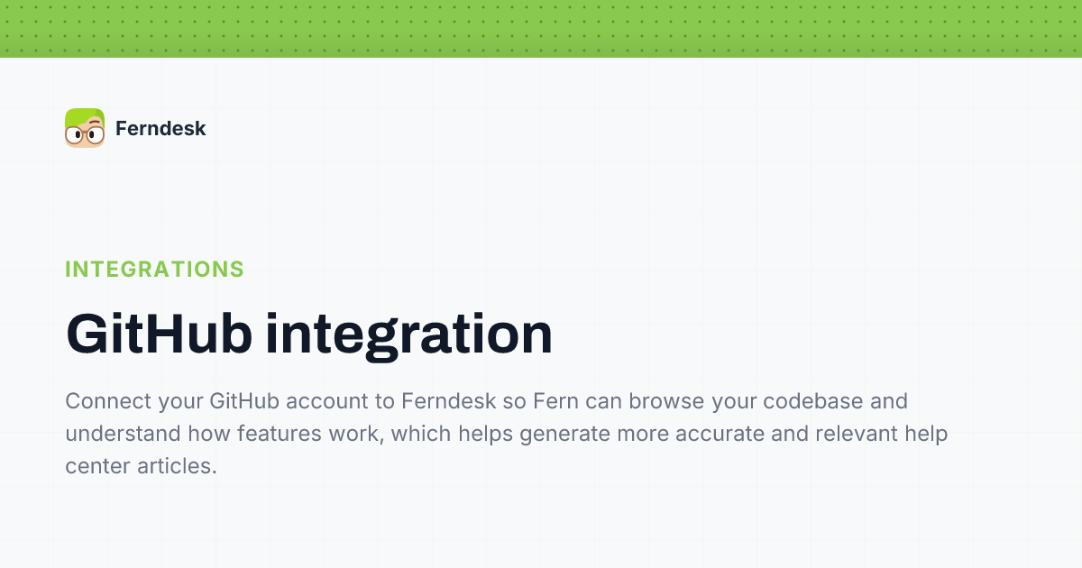 GitHub integration | Help Center - Ferndesk