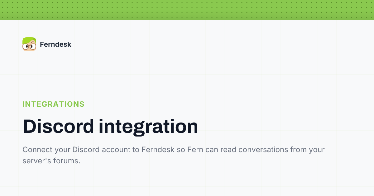 Discord integration | Help Center - Ferndesk