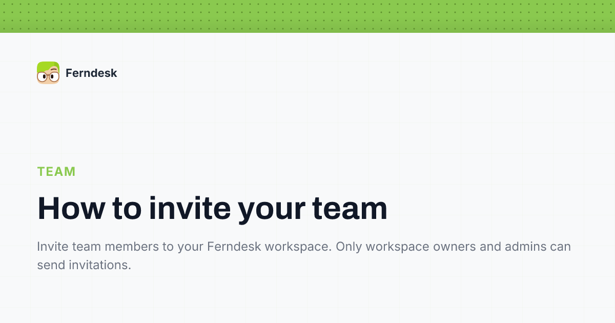 How to invite your team | Help Center - Ferndesk
