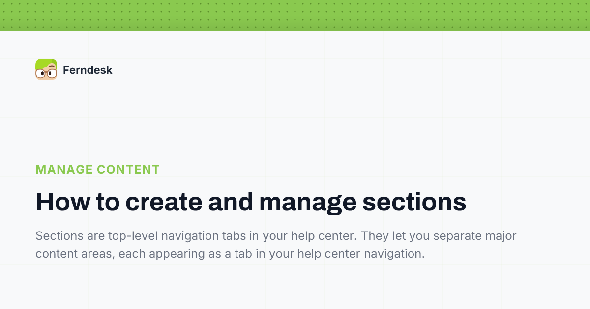 How to create and manage sections | Help Center - Ferndesk